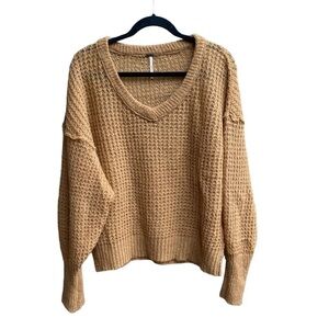 Free People LuLu Oversized V Neck Sweater Wool alpaca blend